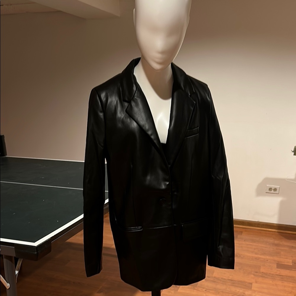 Zara Black Vegan Leather Jacket